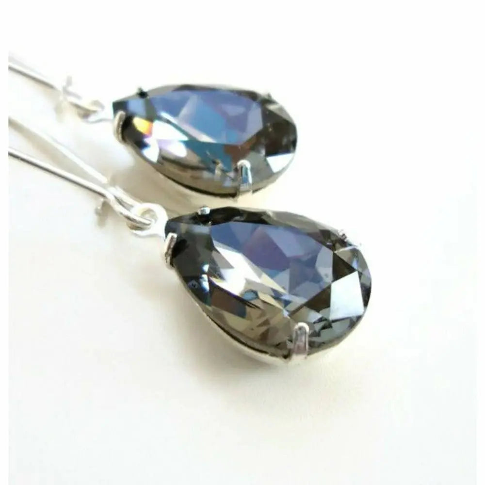 Black Diamond Crystal Drop Earrings LoveYourBling
