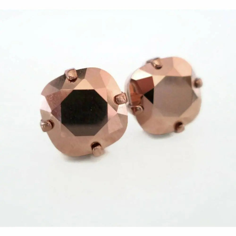Rose gold square stud earrings LoveYourBling