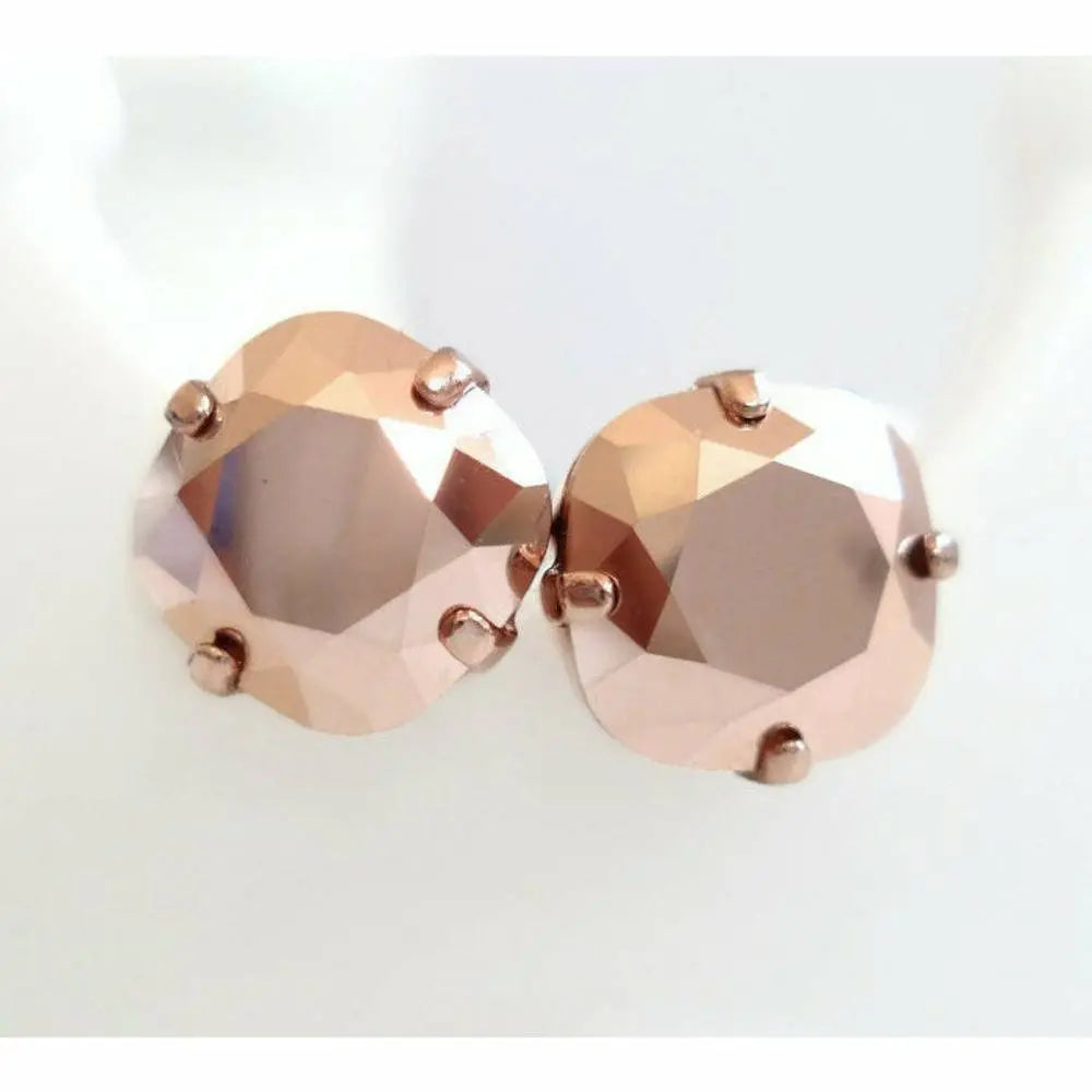 Rose gold square stud earrings LoveYourBling
