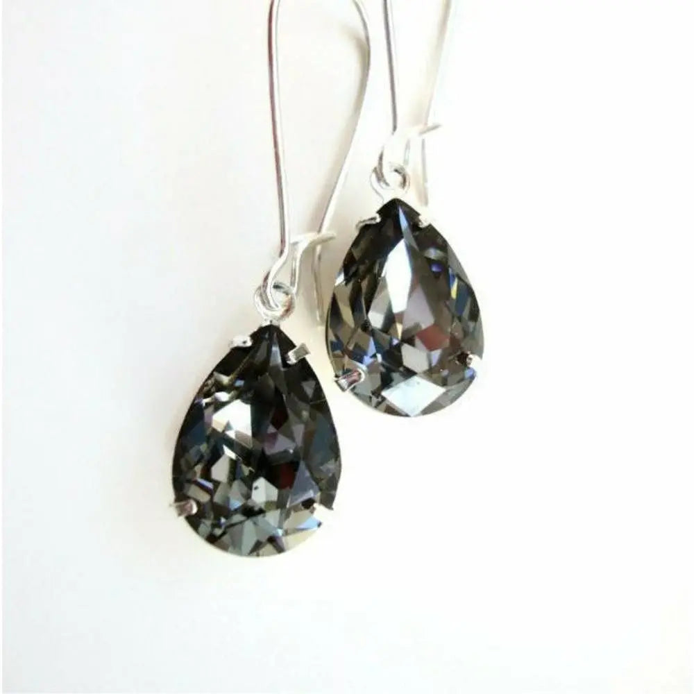 Black Diamond Crystal Drop Earrings LoveYourBling
