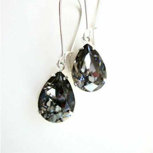 Black Diamond Crystal Drop Earrings LoveYourBling