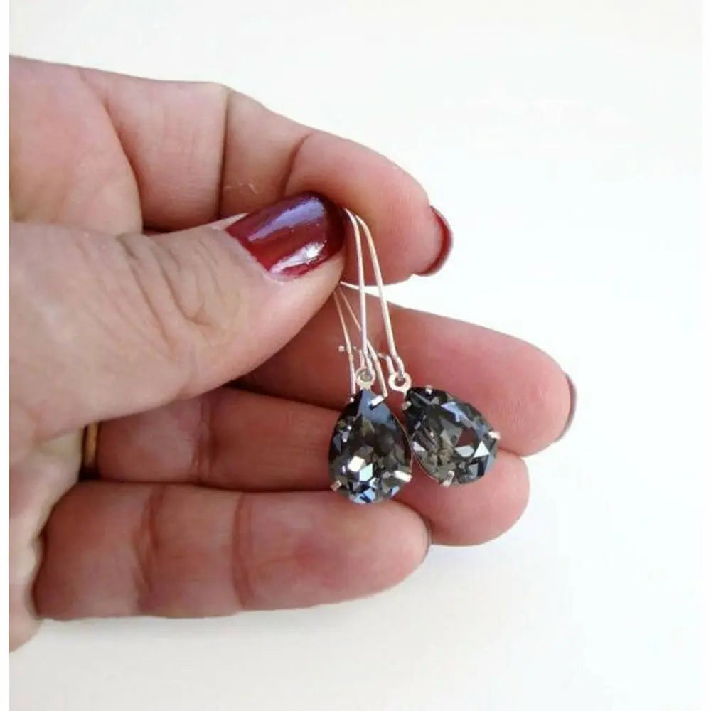 Black Diamond Crystal Drop Earrings LoveYourBling