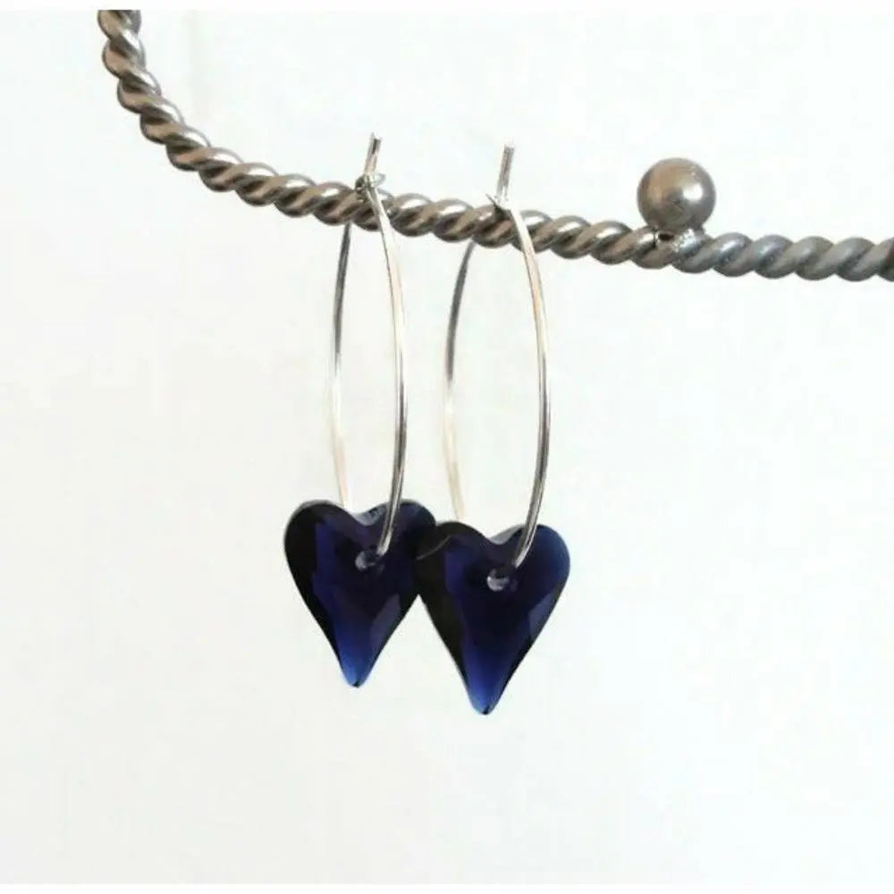 Navy blue heart earrings LoveYourBling