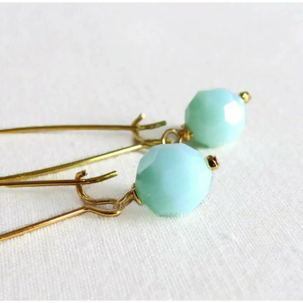 Mint green round crystal earrings LoveYourBling