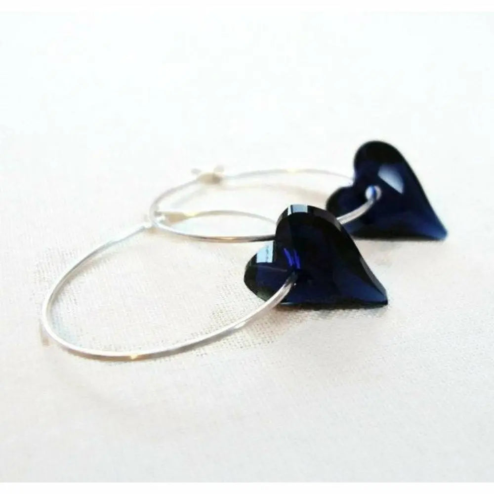 Navy blue heart earrings LoveYourBling