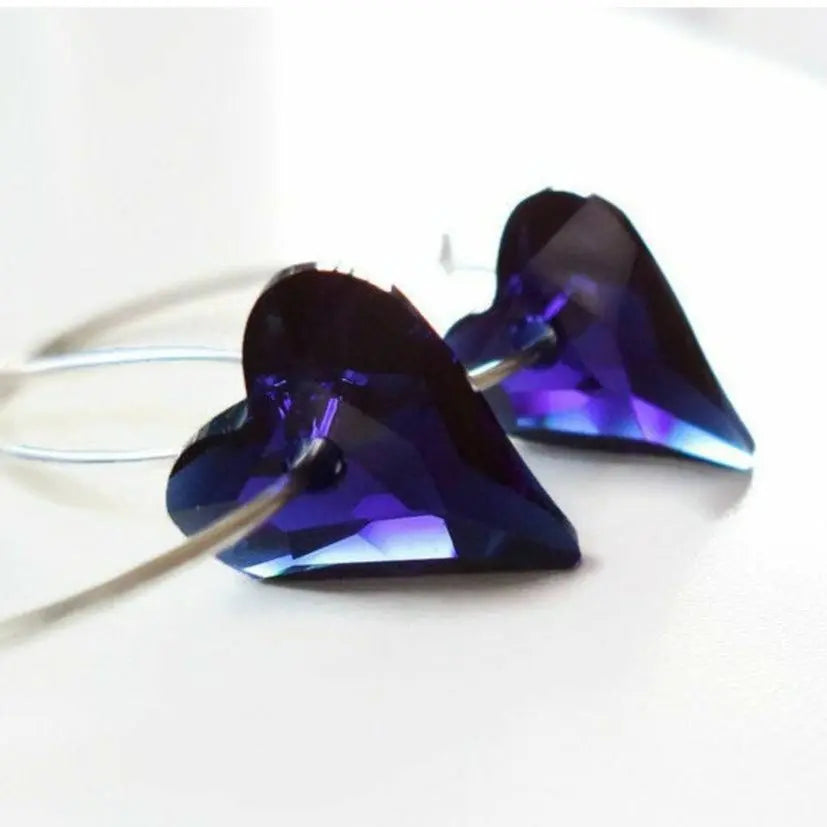 Navy blue heart earrings LoveYourBling
