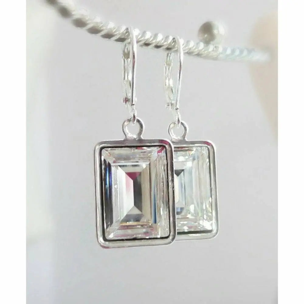 Clear crystal emerald cut earrings LoveYourBling