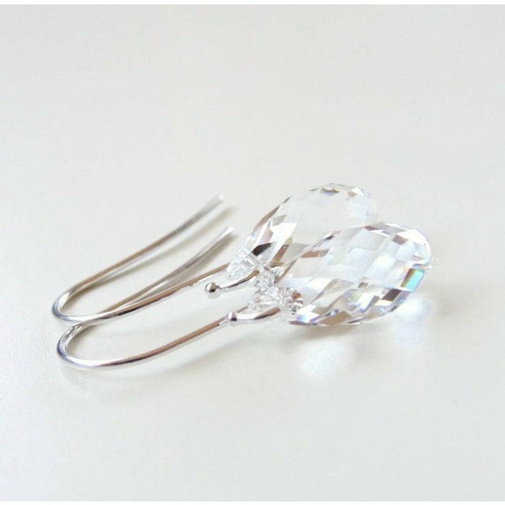 Clear crystal teardrop earrings