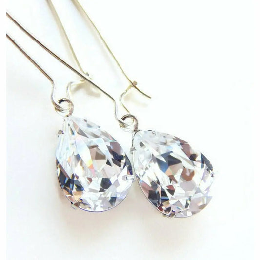 Clear teardrop crystal earrings LoveYourBling