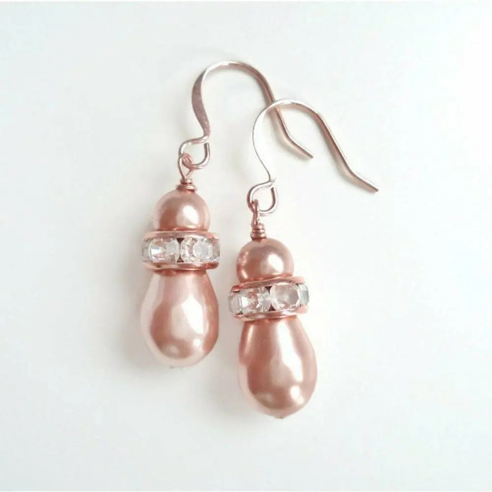 Blush pearl rose gold earrings LoveYourBling