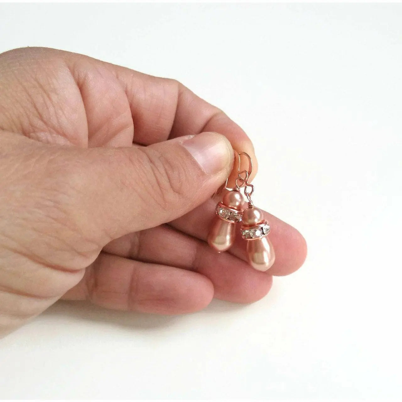 Blush pearl rose gold earrings LoveYourBling
