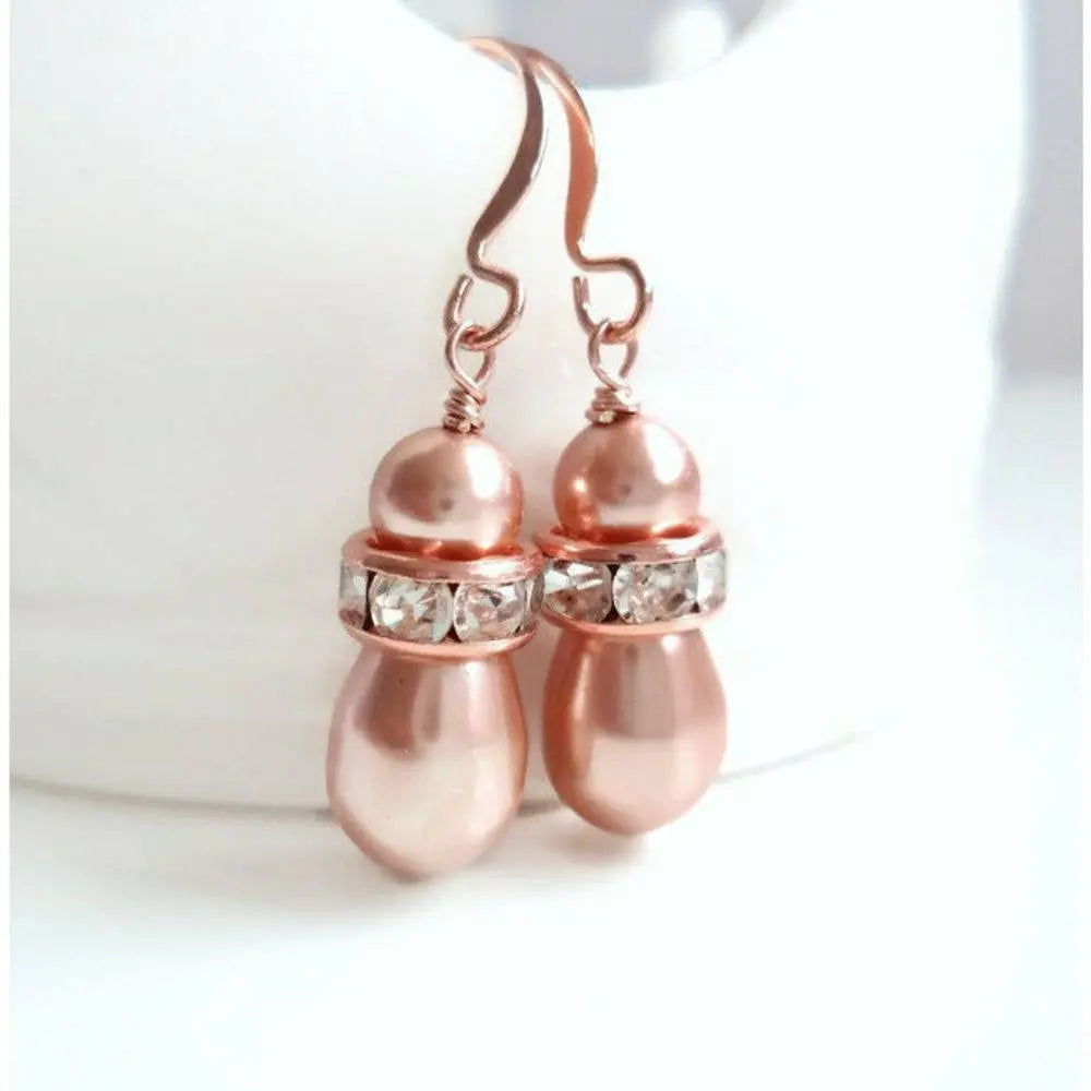 Blush pearl rose gold earrings LoveYourBling