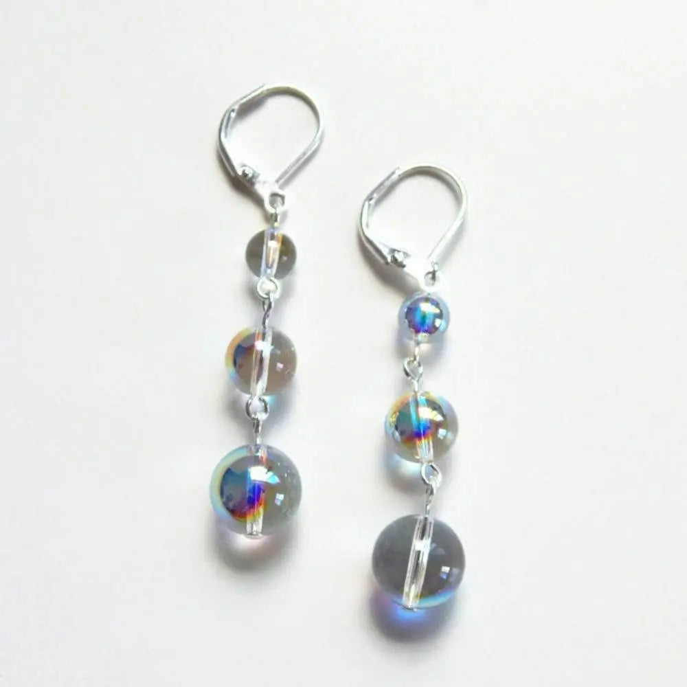 Rainbow iridescent bubble crystal earrings LoveYourBling