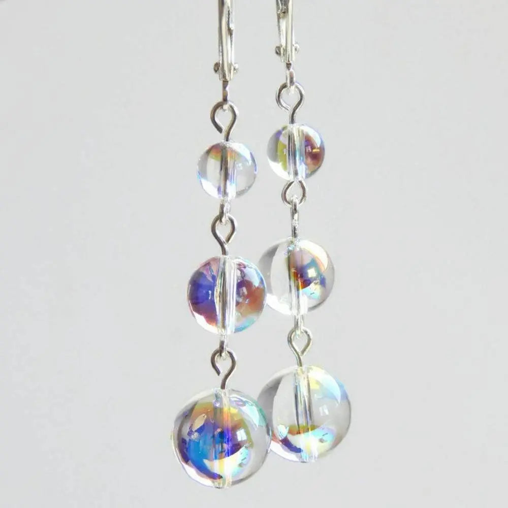Rainbow iridescent bubble crystal earrings LoveYourBling
