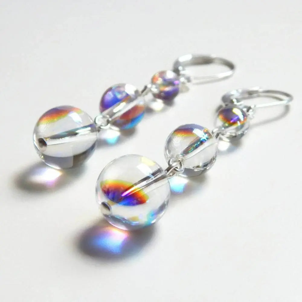Rainbow iridescent bubble crystal earrings LoveYourBling