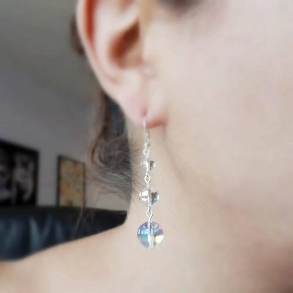 Rainbow iridescent bubble crystal earrings LoveYourBling