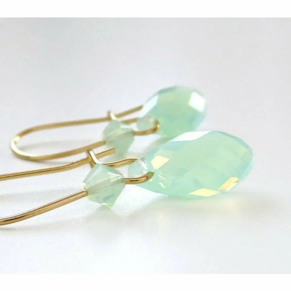 Mint Green Opal Crystal Teardrop Earrings LoveYourBling