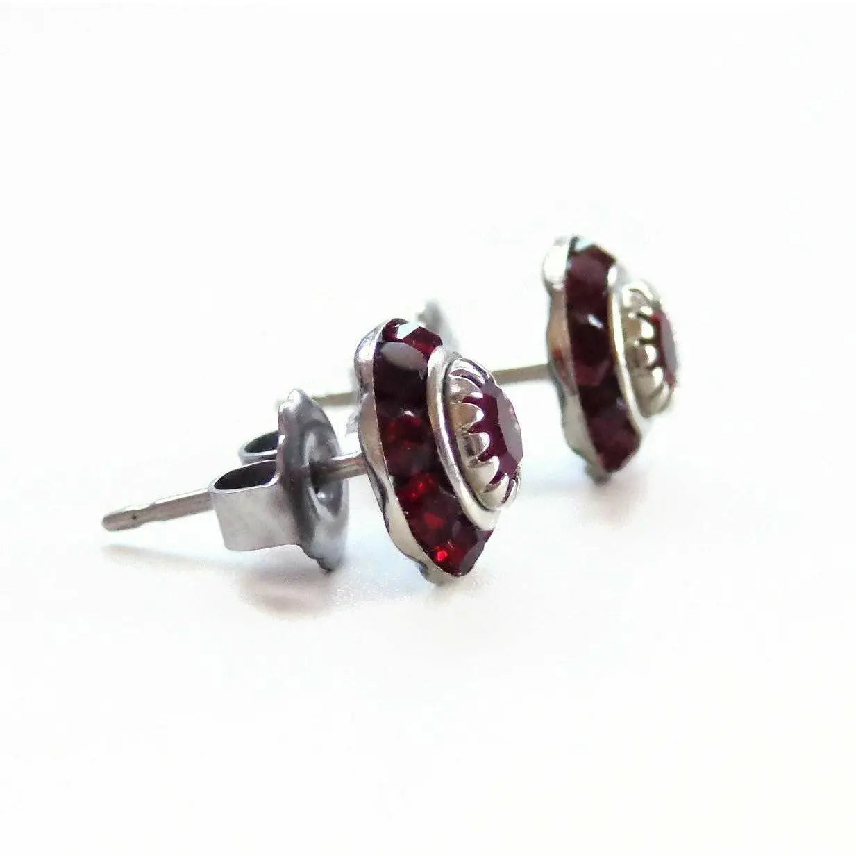 Vintage Red Crystal Post Earrings LoveYourBling