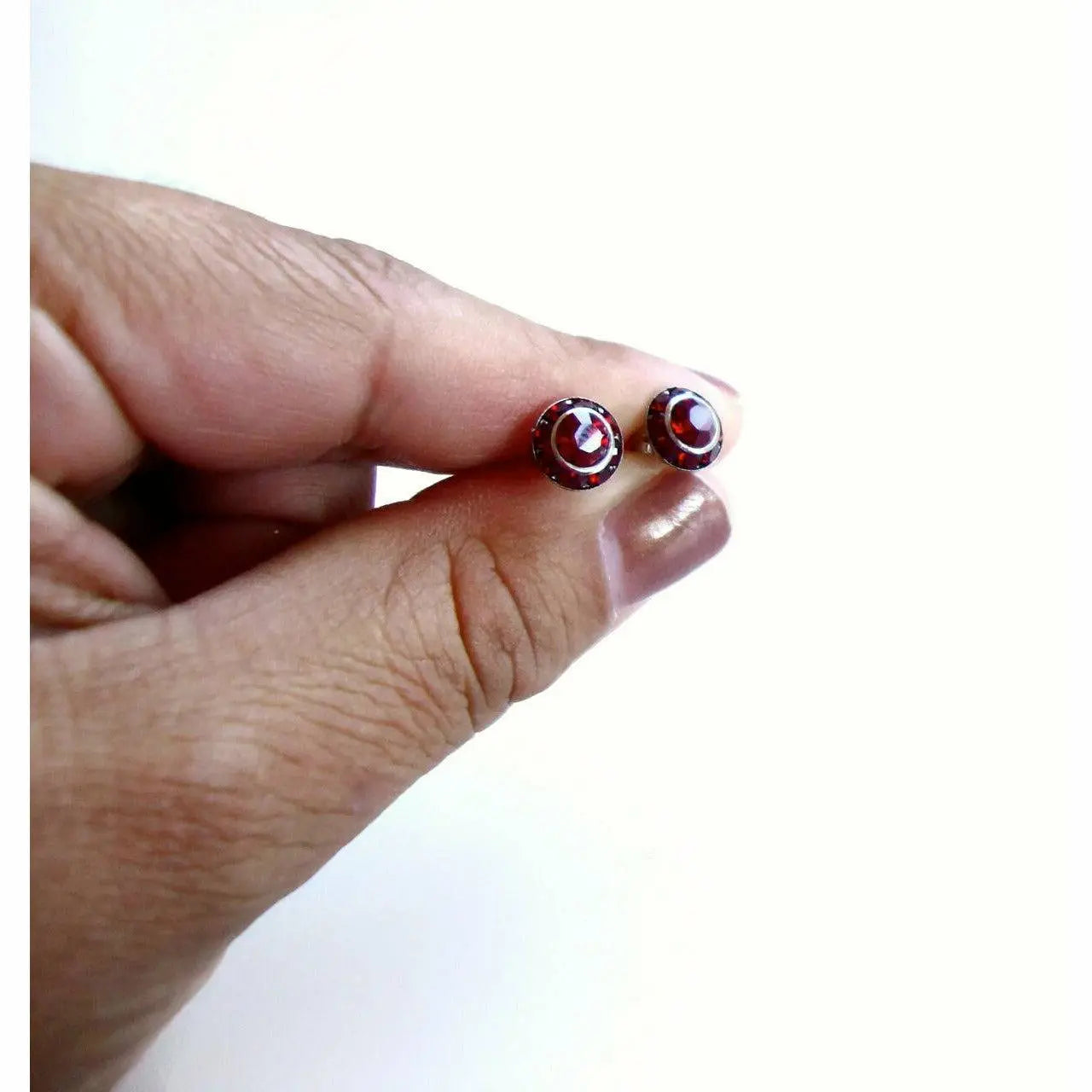Vintage Red Crystal Post Earrings LoveYourBling