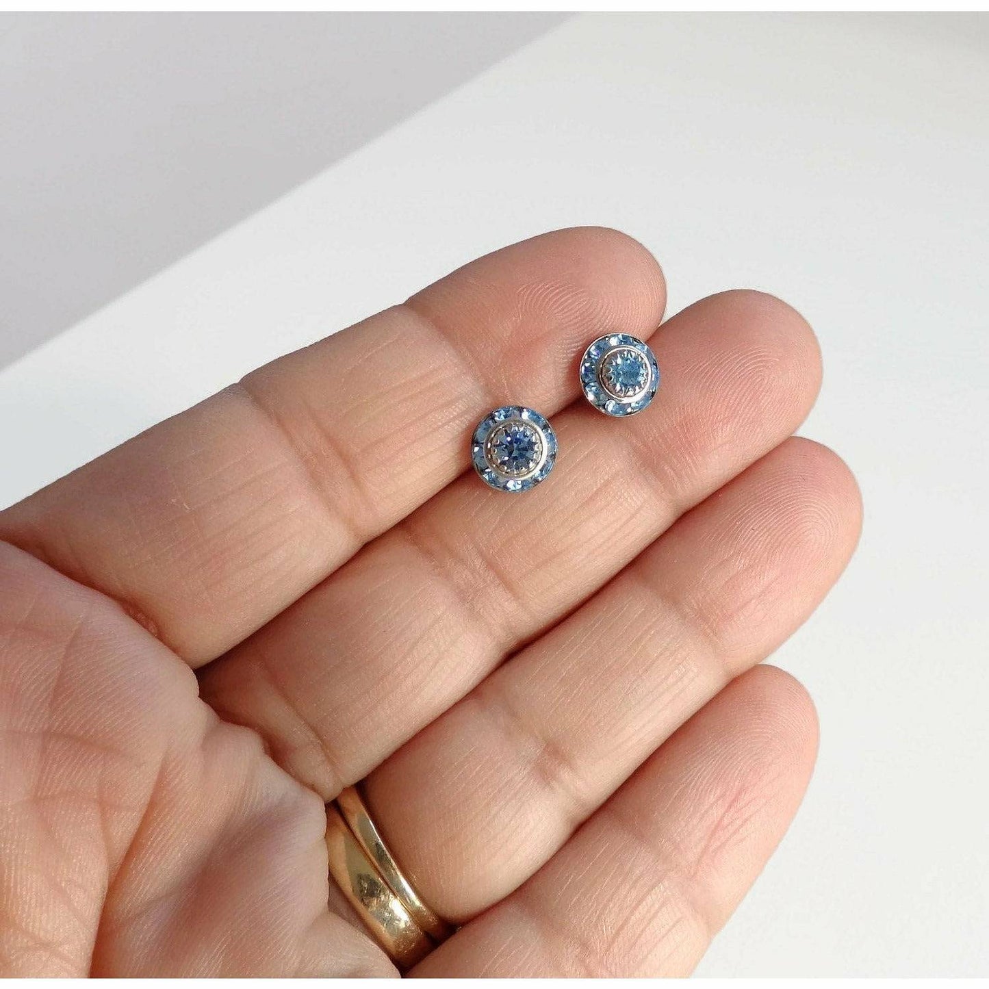 Aquamarine crystal stud earrings