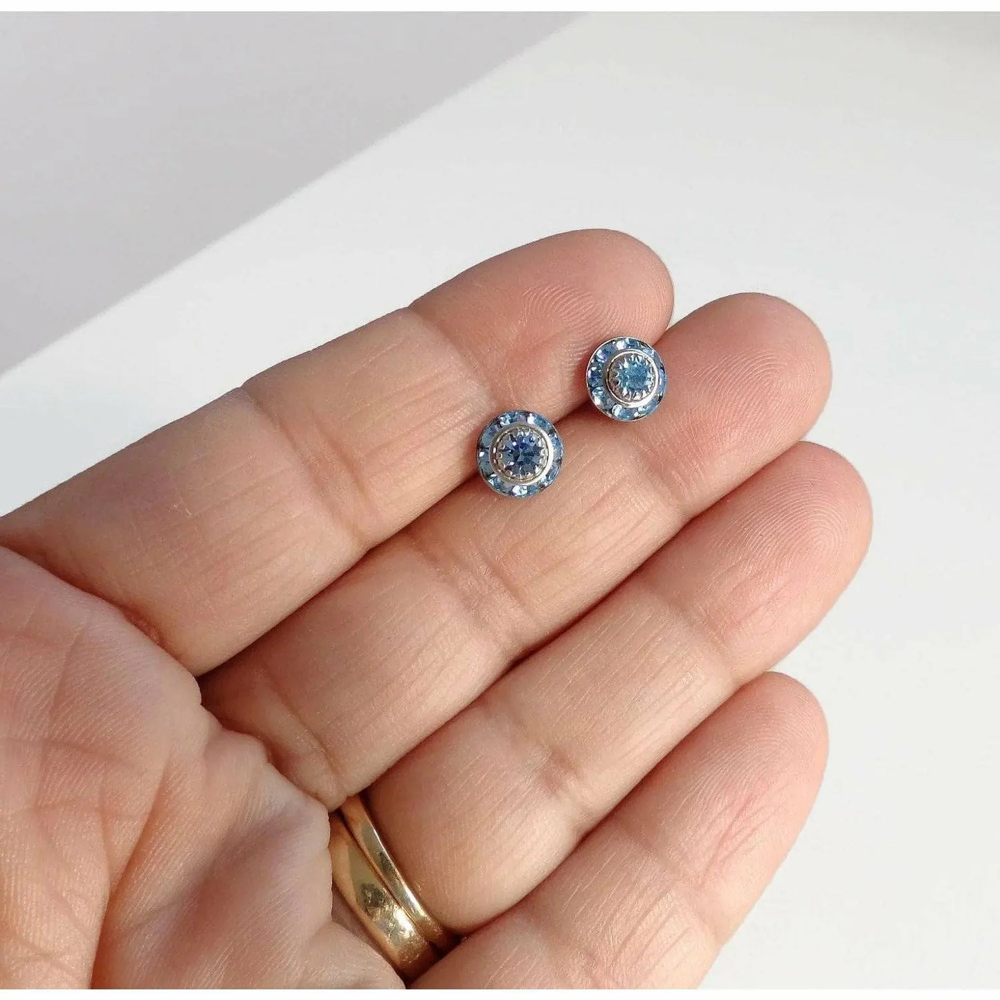 Aquamarine crystal stud earrings LoveYourBling