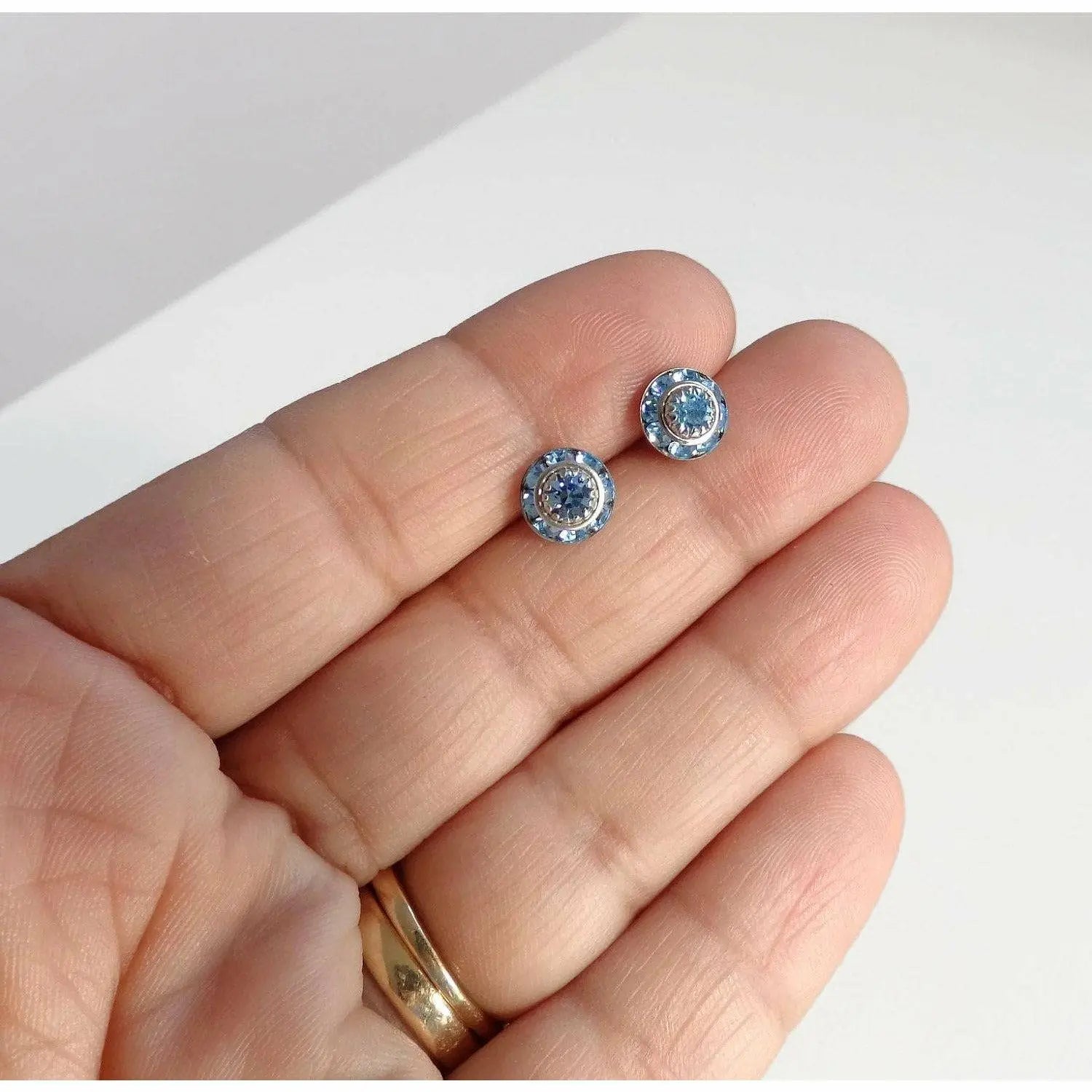 Aquamarine crystal stud earrings LoveYourBling