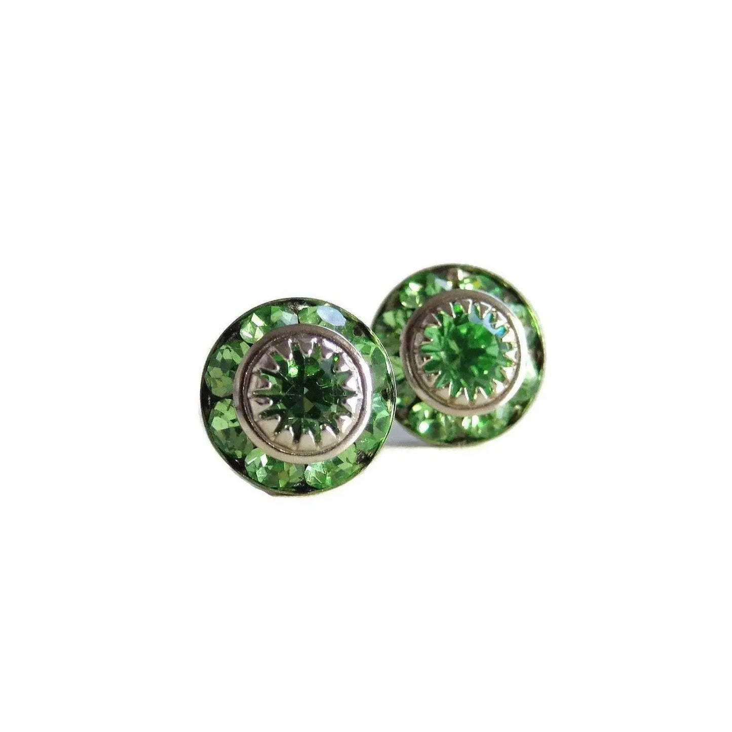 Peridot green crystal post earrings LoveYourBling