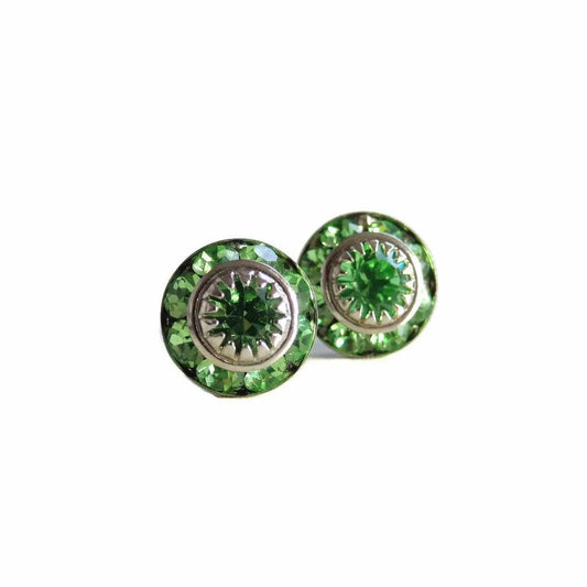 Peridot green crystal post earrings LoveYourBling