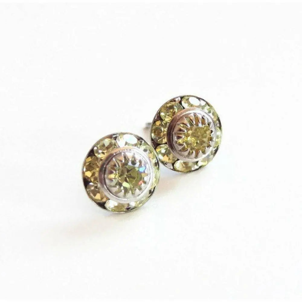 Yellow crystal stud earrings LoveYourBling