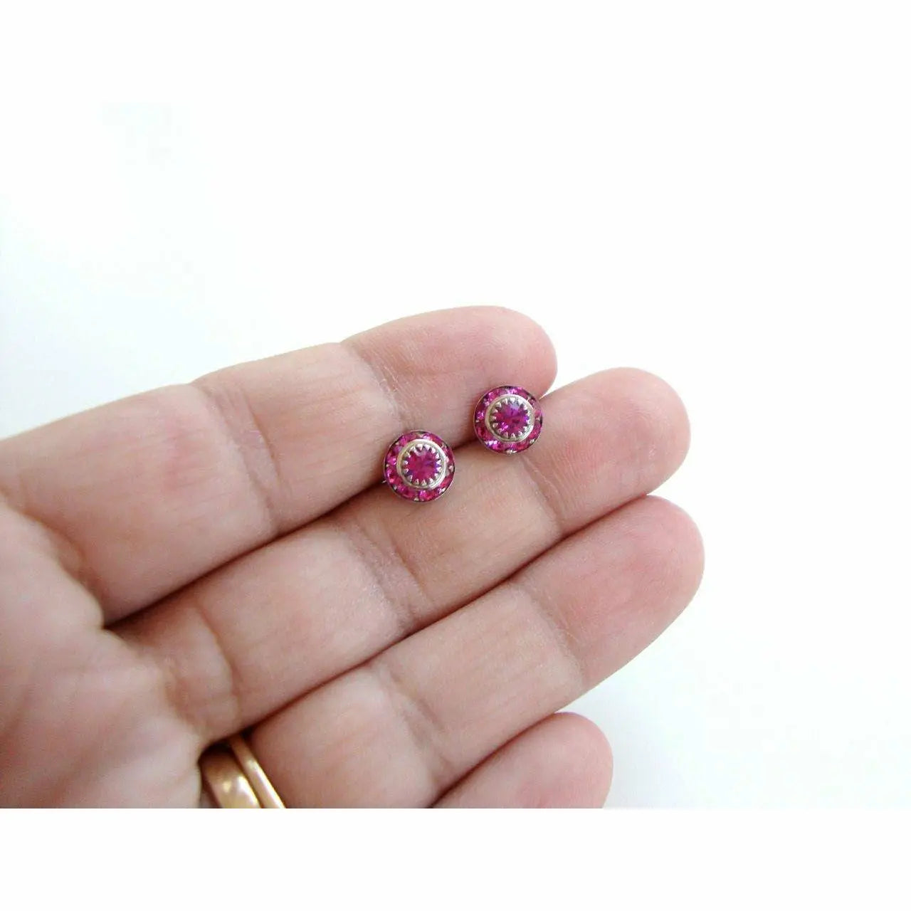 Vintage Crystal Fuchsia Pink Post Earrings LoveYourBling