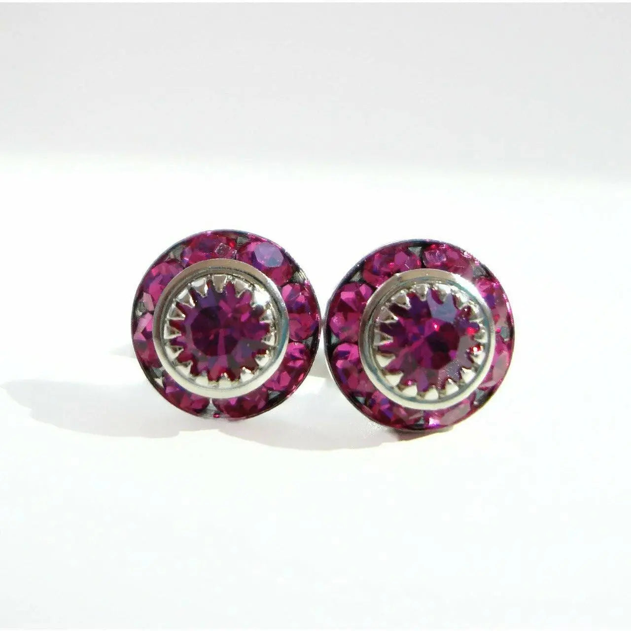 Vintage Crystal Fuchsia Pink Post Earrings LoveYourBling