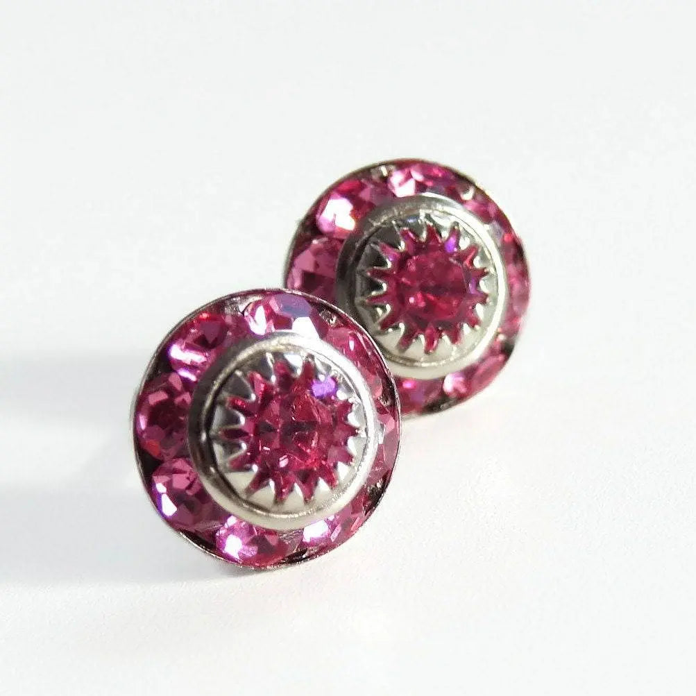 Dark Pink Crystal Earrings LoveYourBling