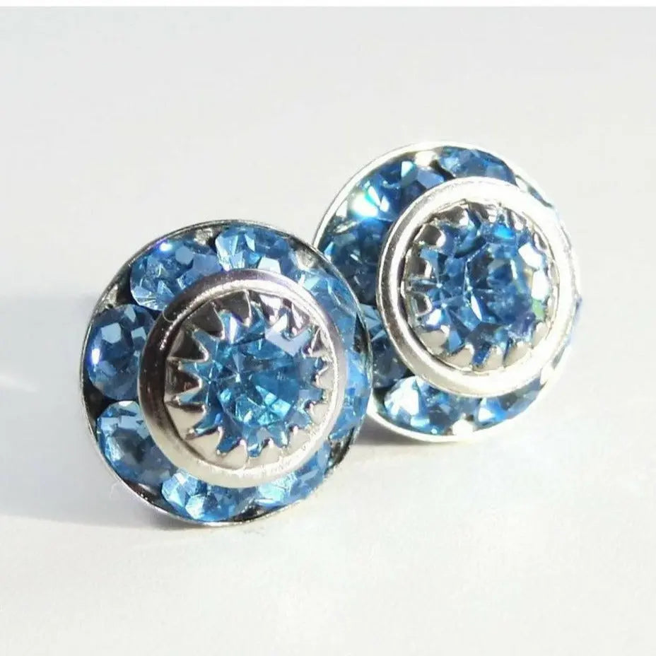 Aquamarine crystal stud earrings LoveYourBling