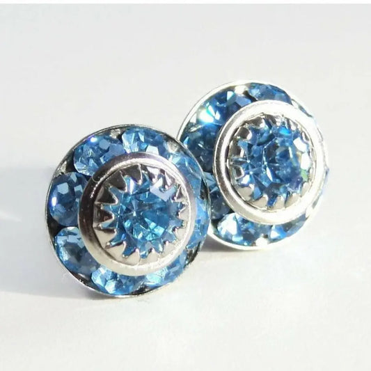 Aquamarine crystal stud earrings LoveYourBling