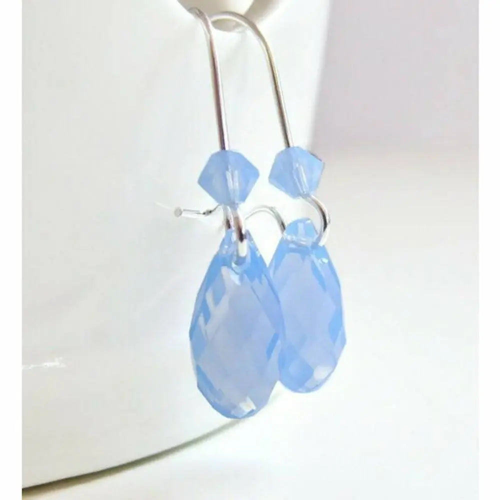 Sky Blue Opal Crystal Teardrop Earrings LoveYourBling