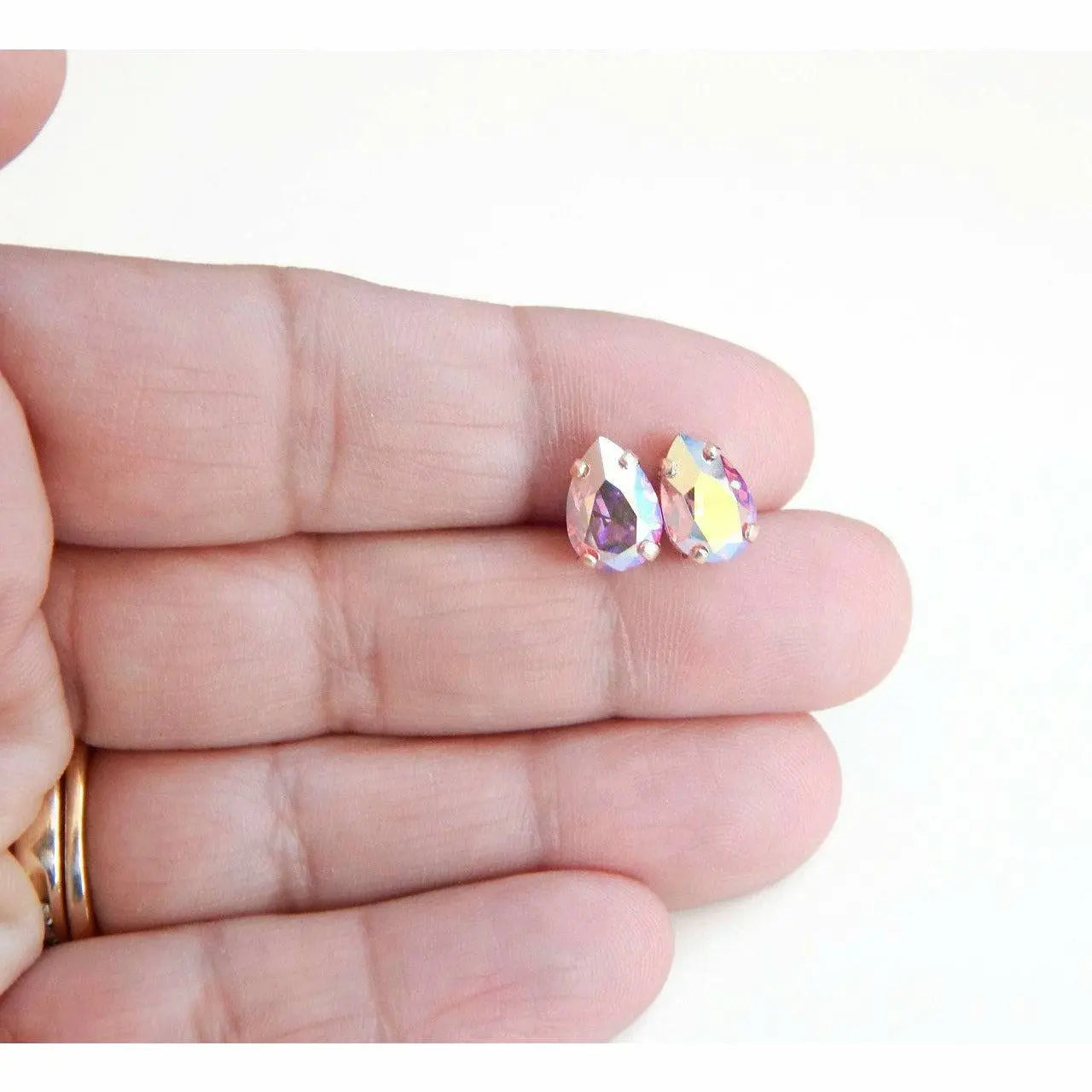 Rose gold earrings with rose ab Swarovski crystals LoveYourBling
