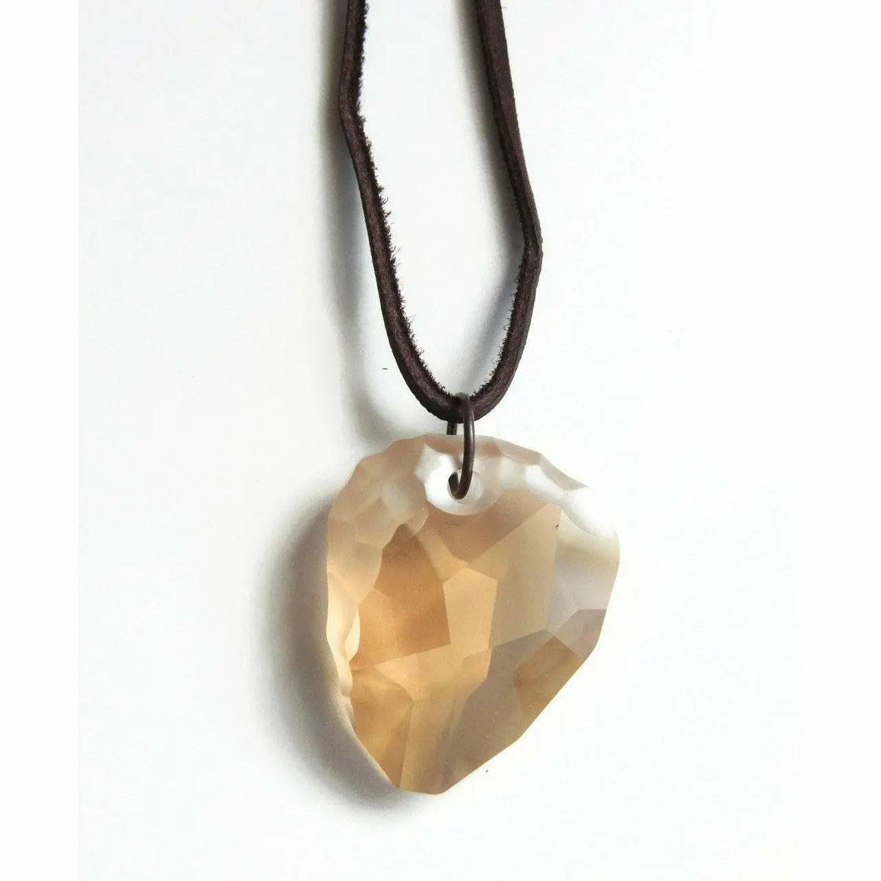 Golden rock crystal pendant on leather necklace LoveYourBling