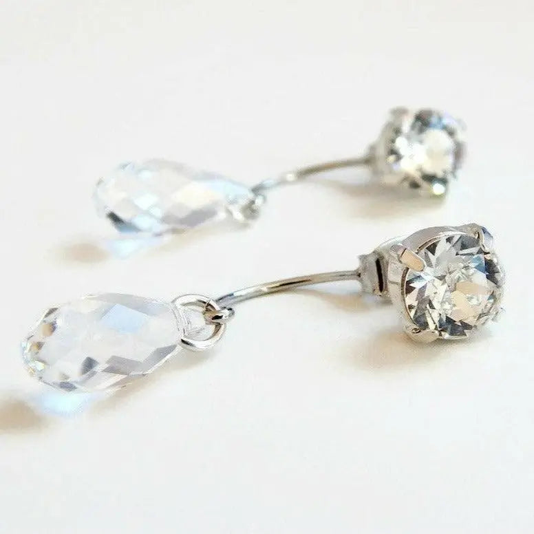 Clear crystal ear jacket earrings LoveYourBling