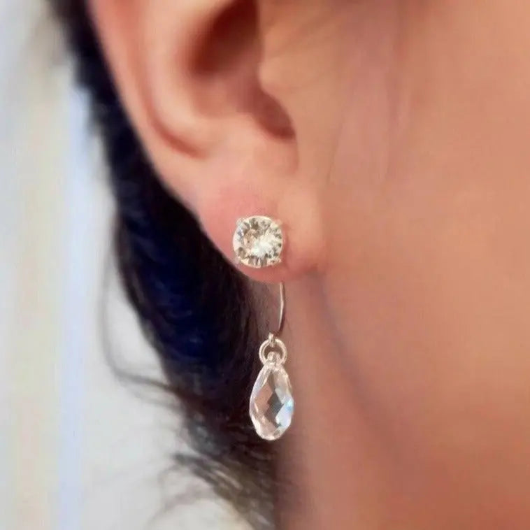 Clear crystal ear jacket earrings LoveYourBling
