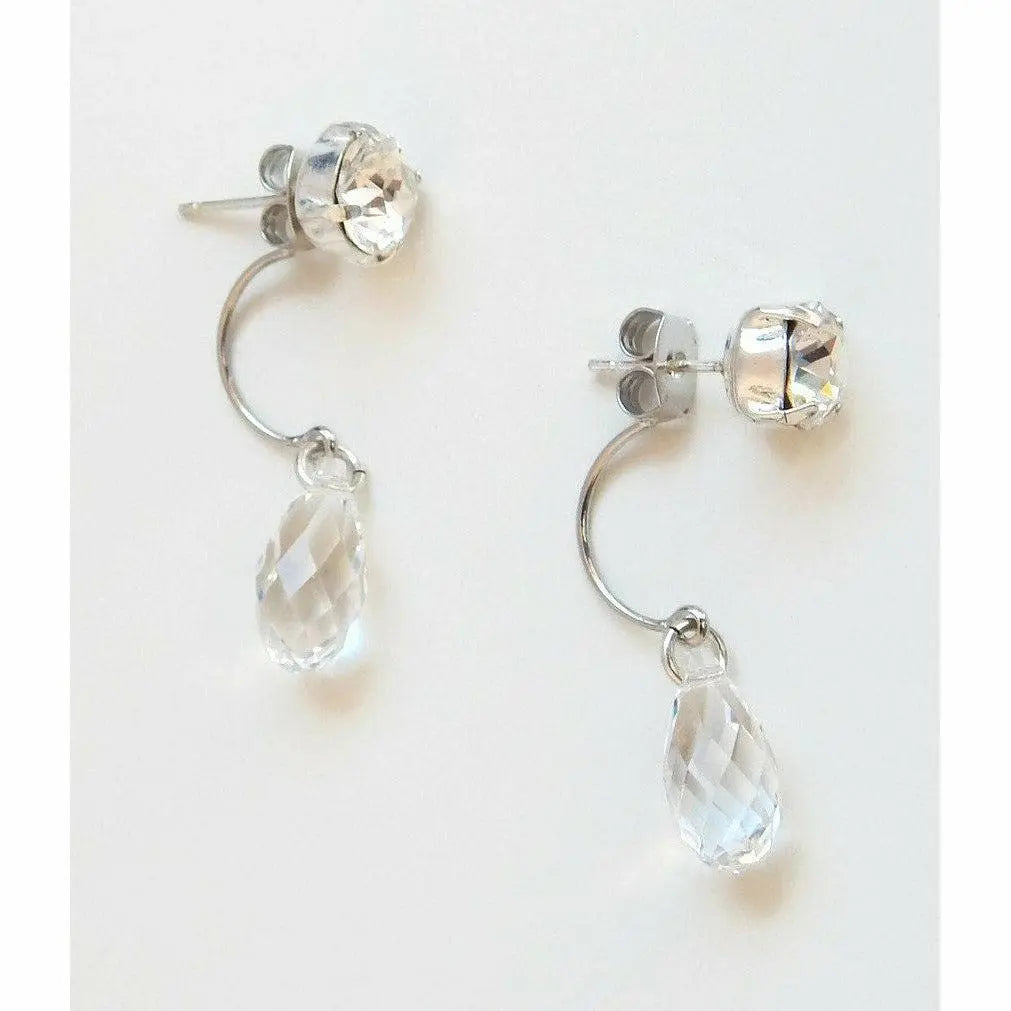 Clear crystal ear jacket earrings LoveYourBling