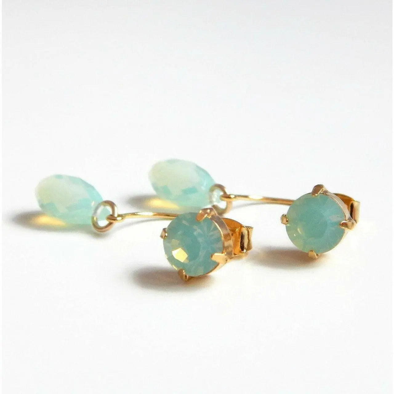 Sea foam green crystal ear jacket earrings LoveYourBling