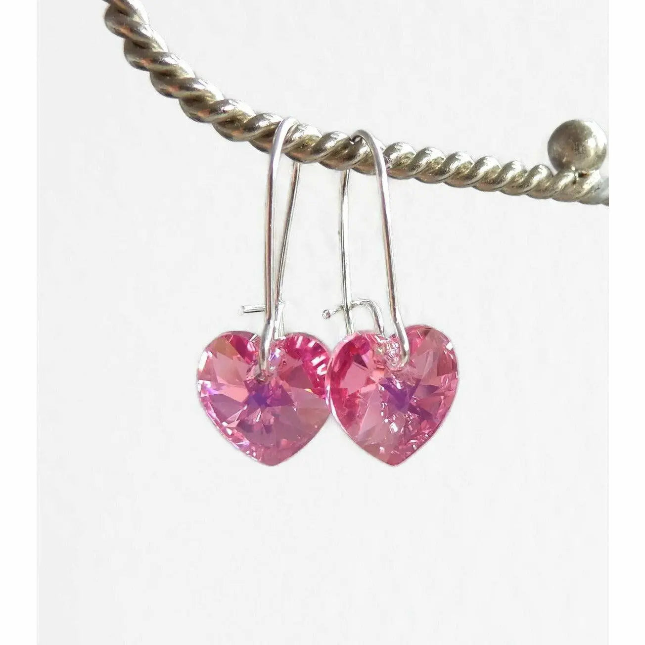 Pink Heart Crystal Earrings LoveYourBling