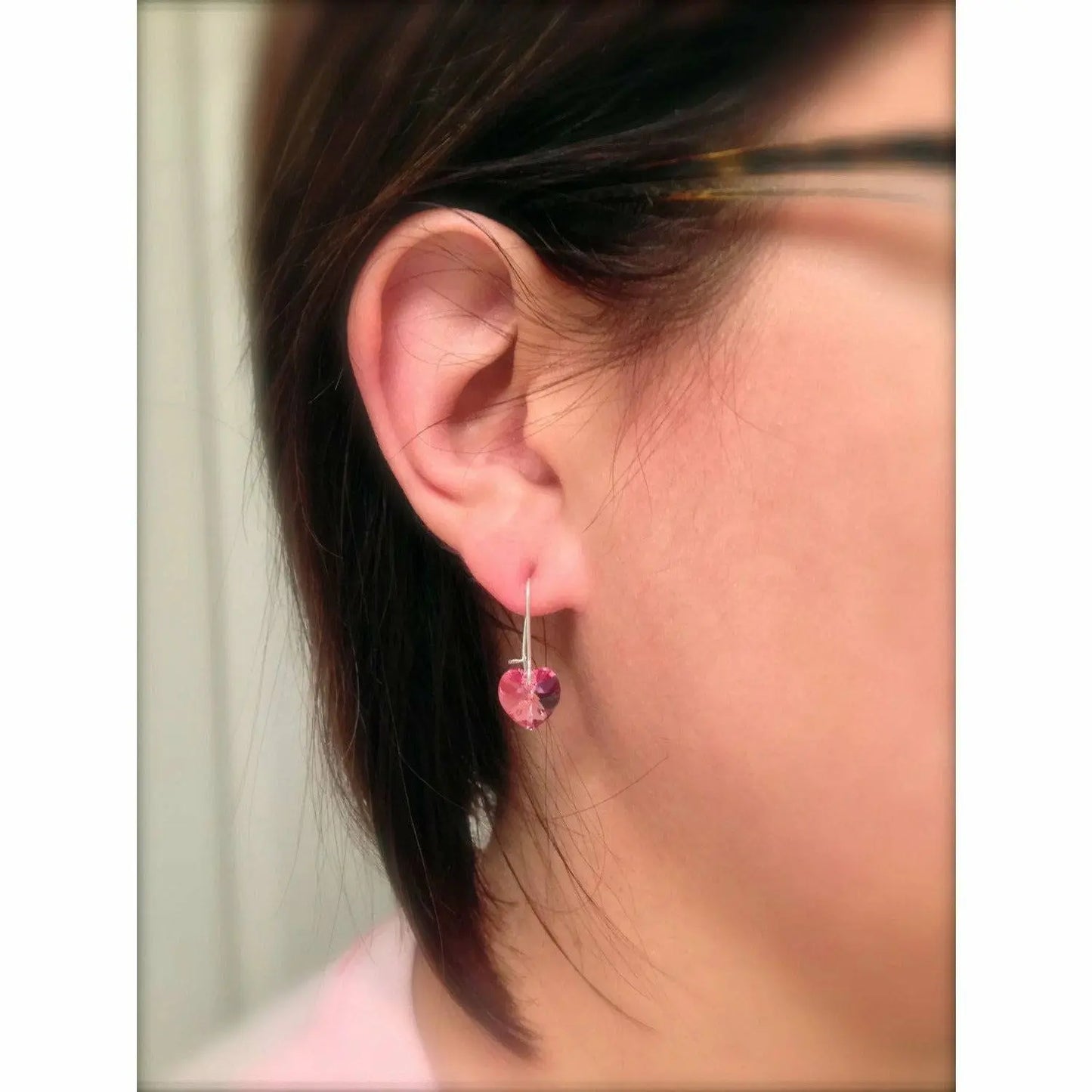 Pink Heart Crystal Earrings LoveYourBling
