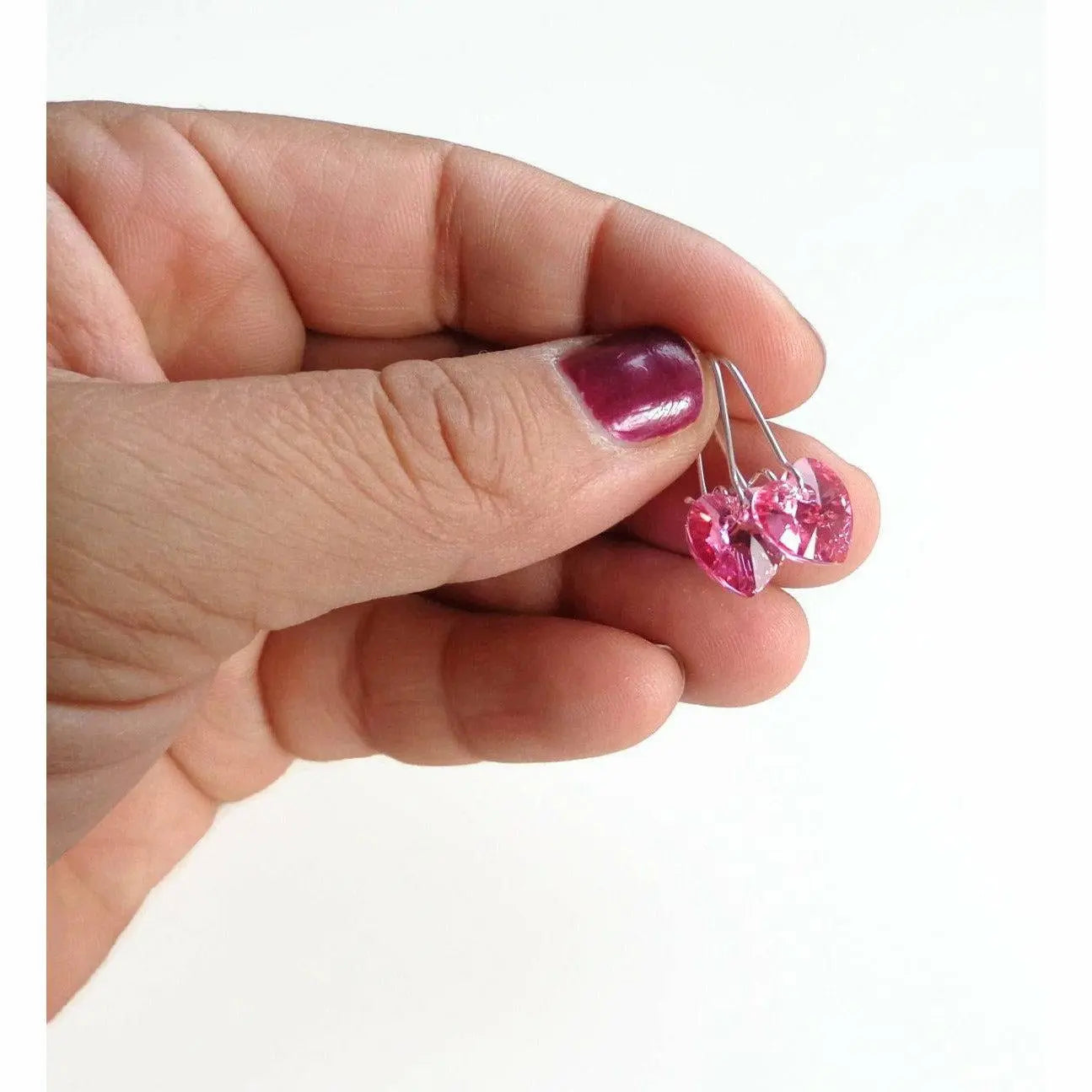 Pink Heart Crystal Earrings LoveYourBling