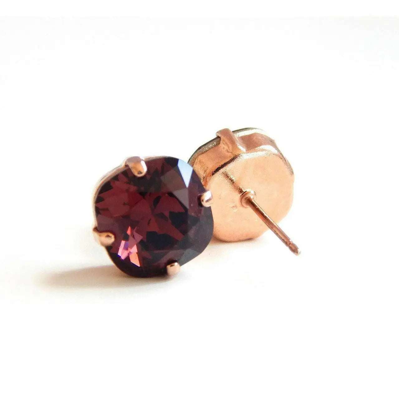 Burgundy stud crystal earrings LoveYourBling
