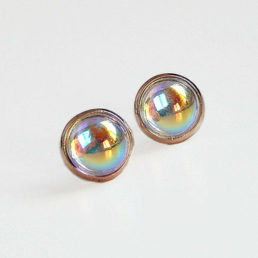 Rainbow crystal bubble stud earrings
