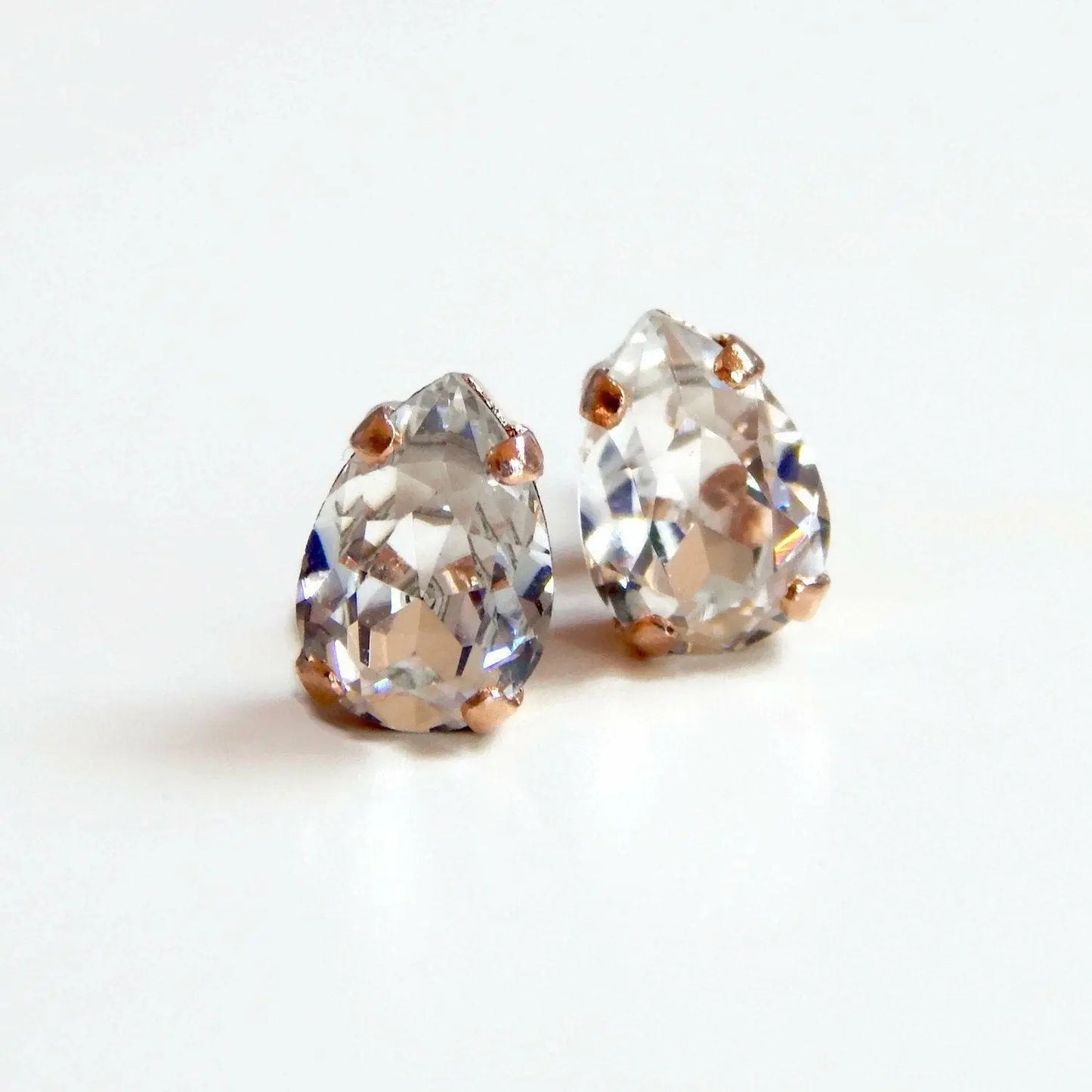 Rose gold pear stud earrings LoveYourBling