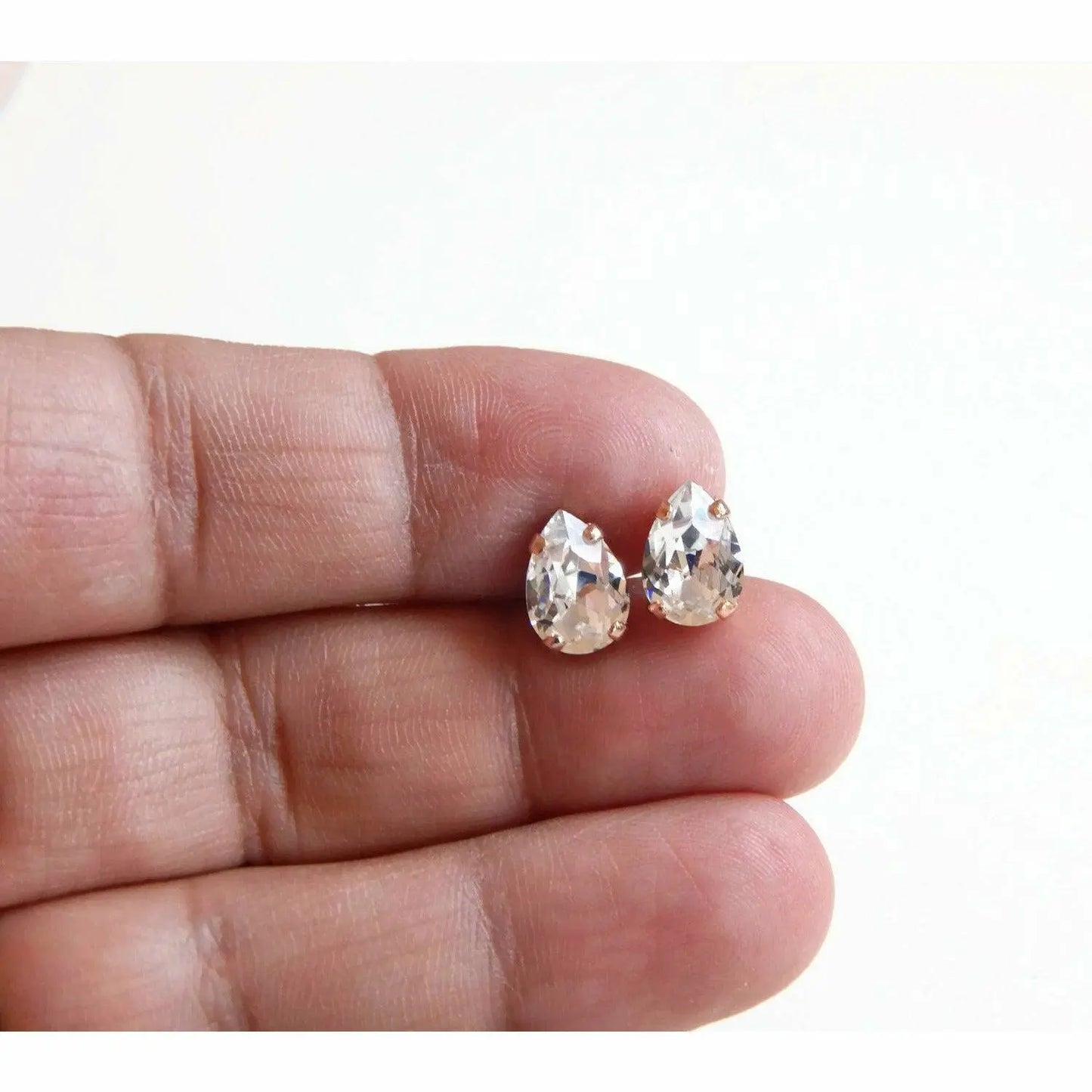 Rose gold pear stud earrings LoveYourBling