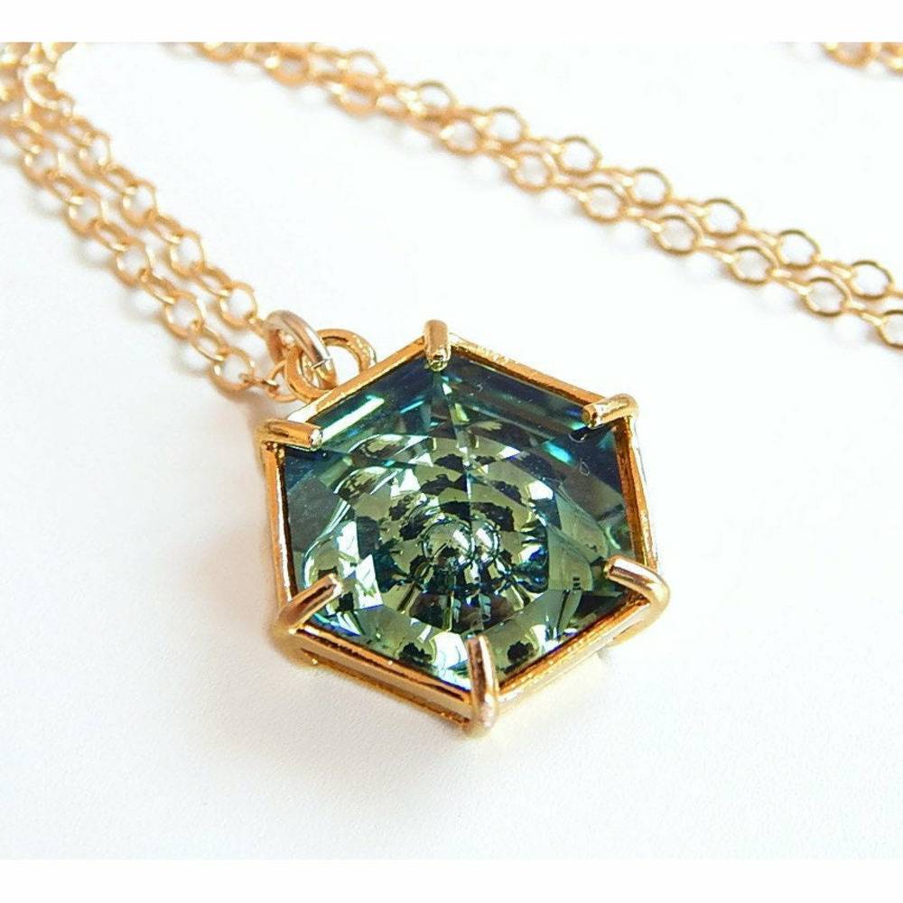 Dark green crystal necklace
