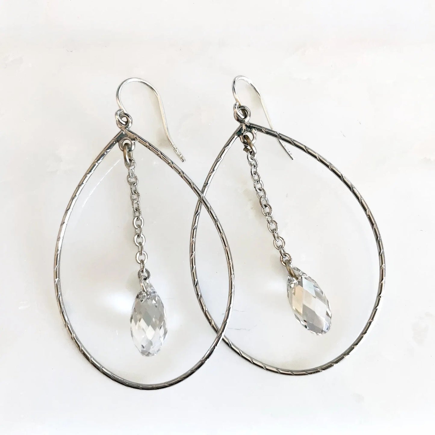 Teardrop hoop earrings with teardrop crystals LoveYourBling
